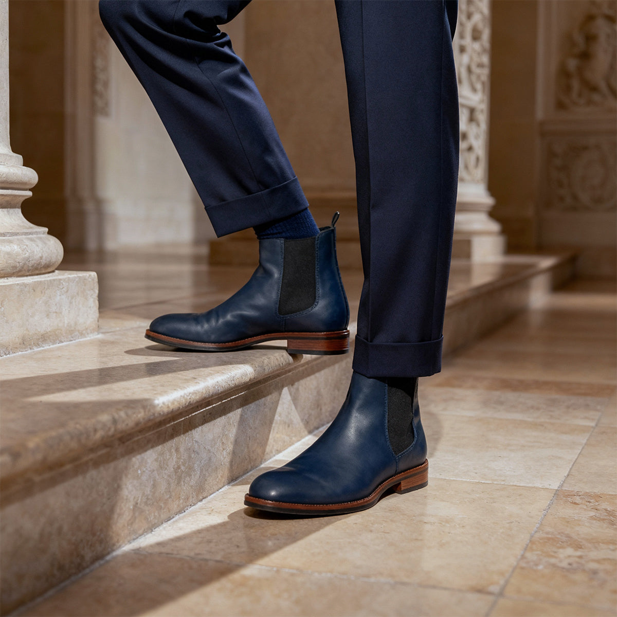 Botín Tipo Chelsea Azul Marino (Liso)