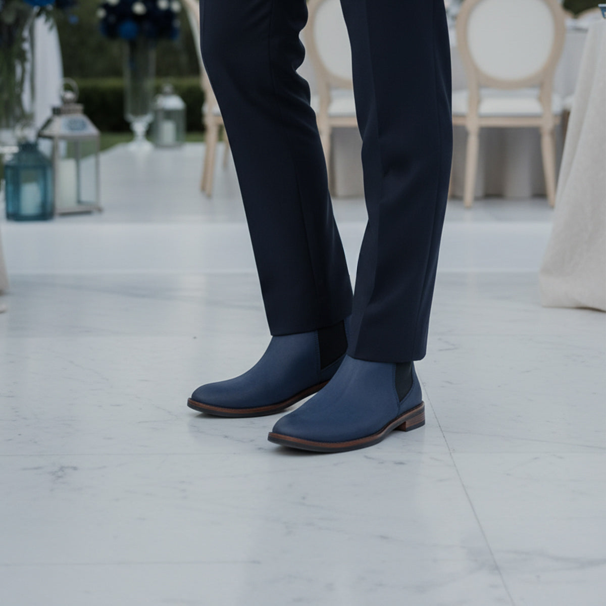 Botín Tipo Chelsea Azul Marino(Nobuck)