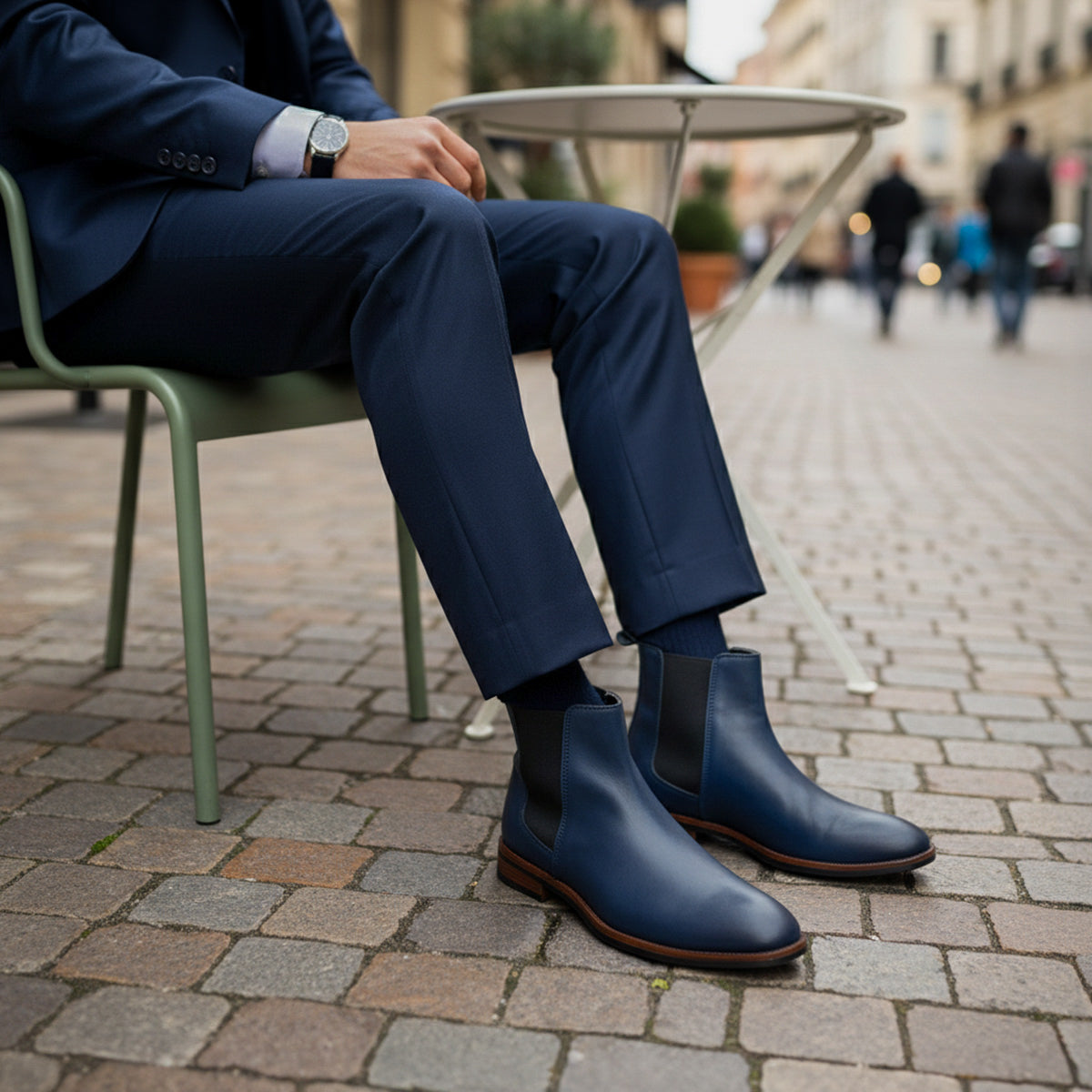 Botín Tipo Chelsea Azul Marino (Liso)