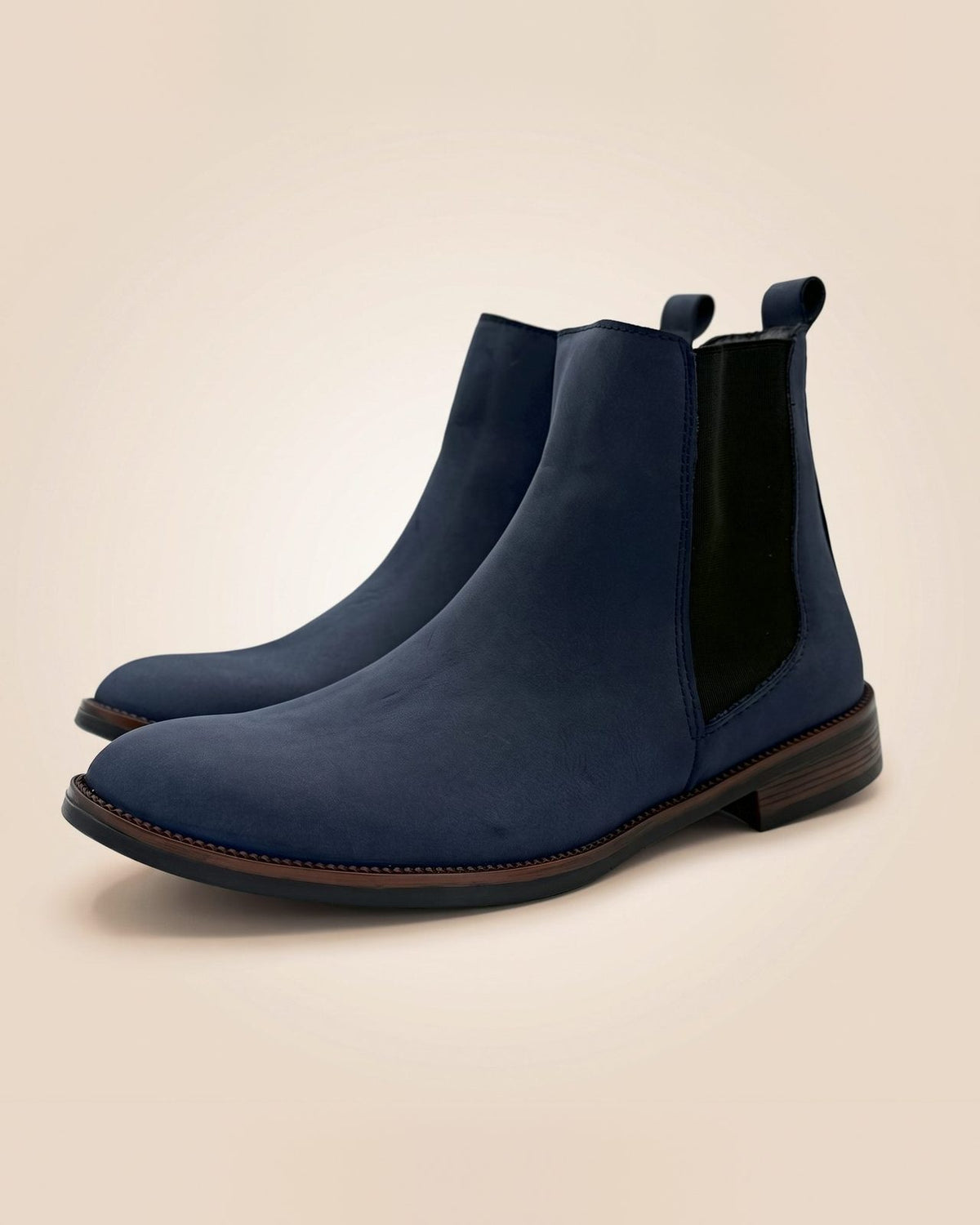 Par de botines Chelsea Azul Marino de nobuck para hombre