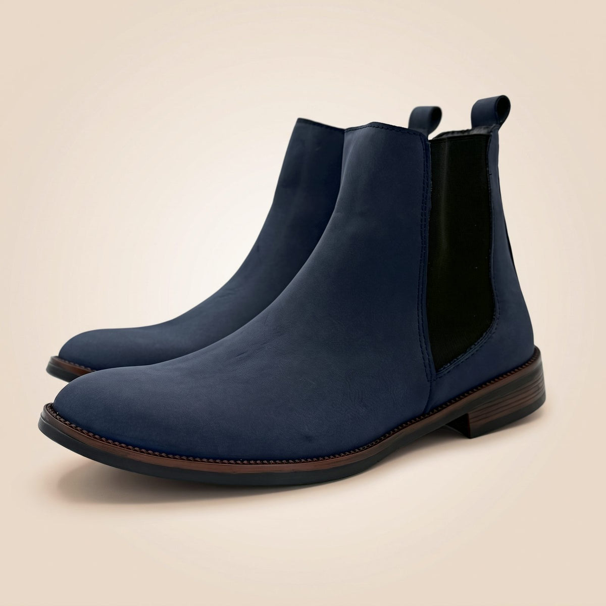 Par de botines Chelsea Azul Marino de nobuck para hombre