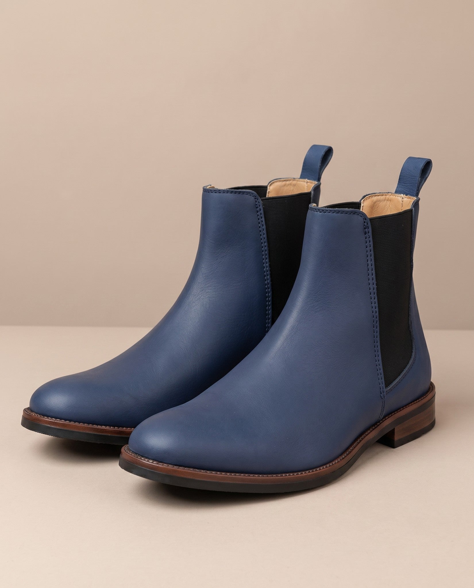 Botín Chelsea de piel nobuck azul marino — Calzado Zully