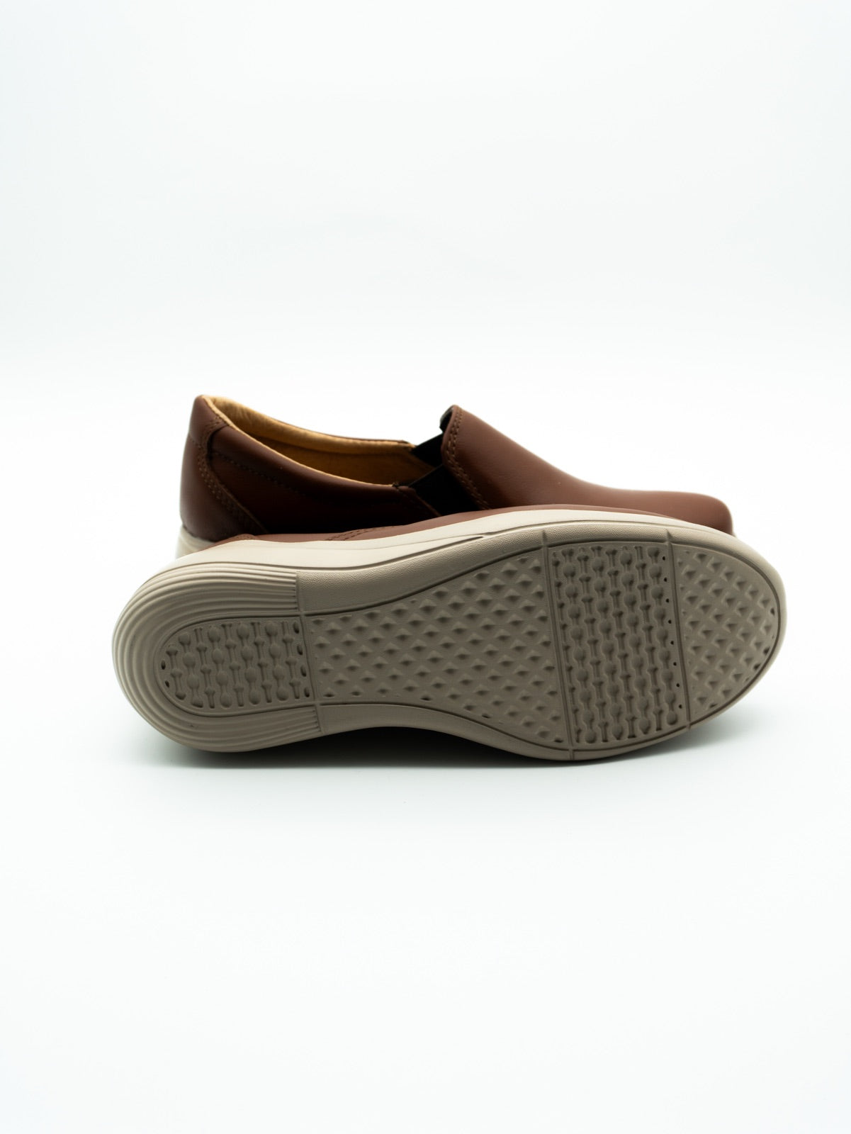 Zapato confort de dama Tonalá café de piel - Calzado Zully