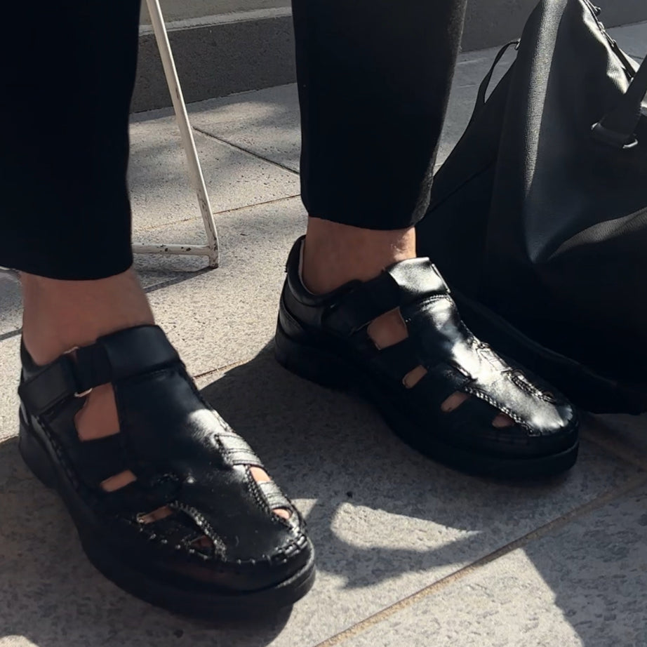 Huarache de Piel Toledo Negro