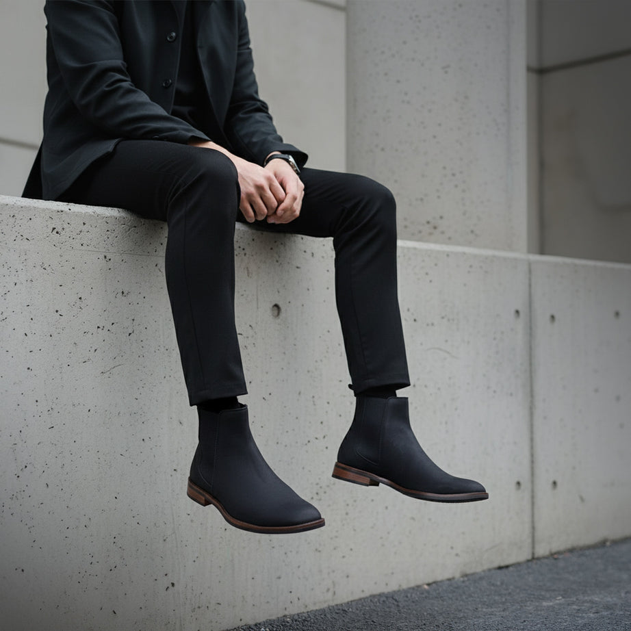 Botín Tipo Chelsea Negro (Nobuck)