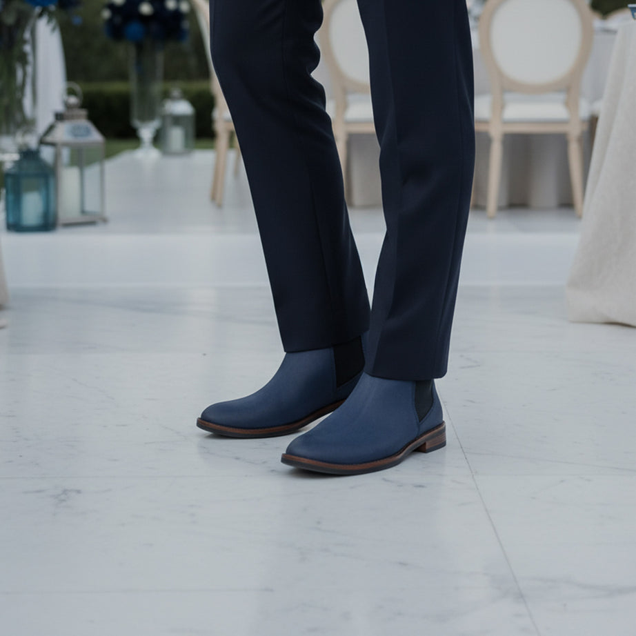 Botín Tipo Chelsea Azul Marino(Nobuck)