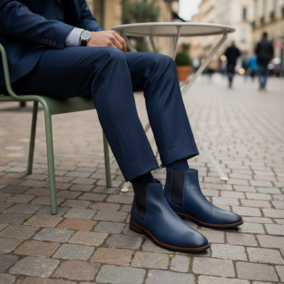 Botín Tipo Chelsea Azul Marino (Liso)