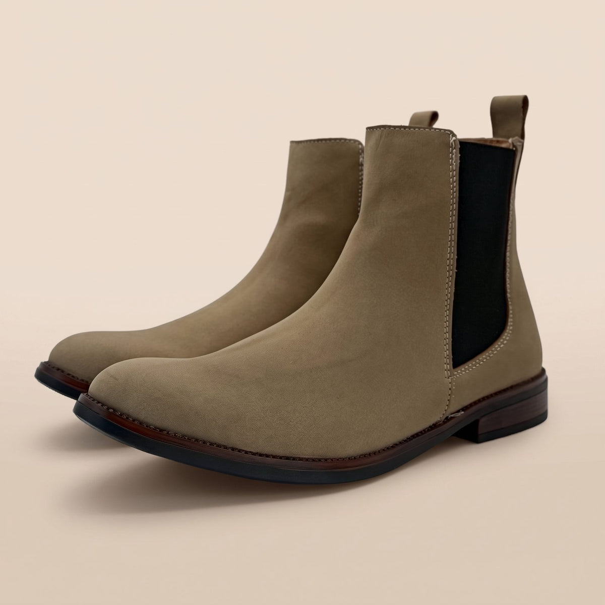 Par de botines Chelsea Beige de nobuck para hombre