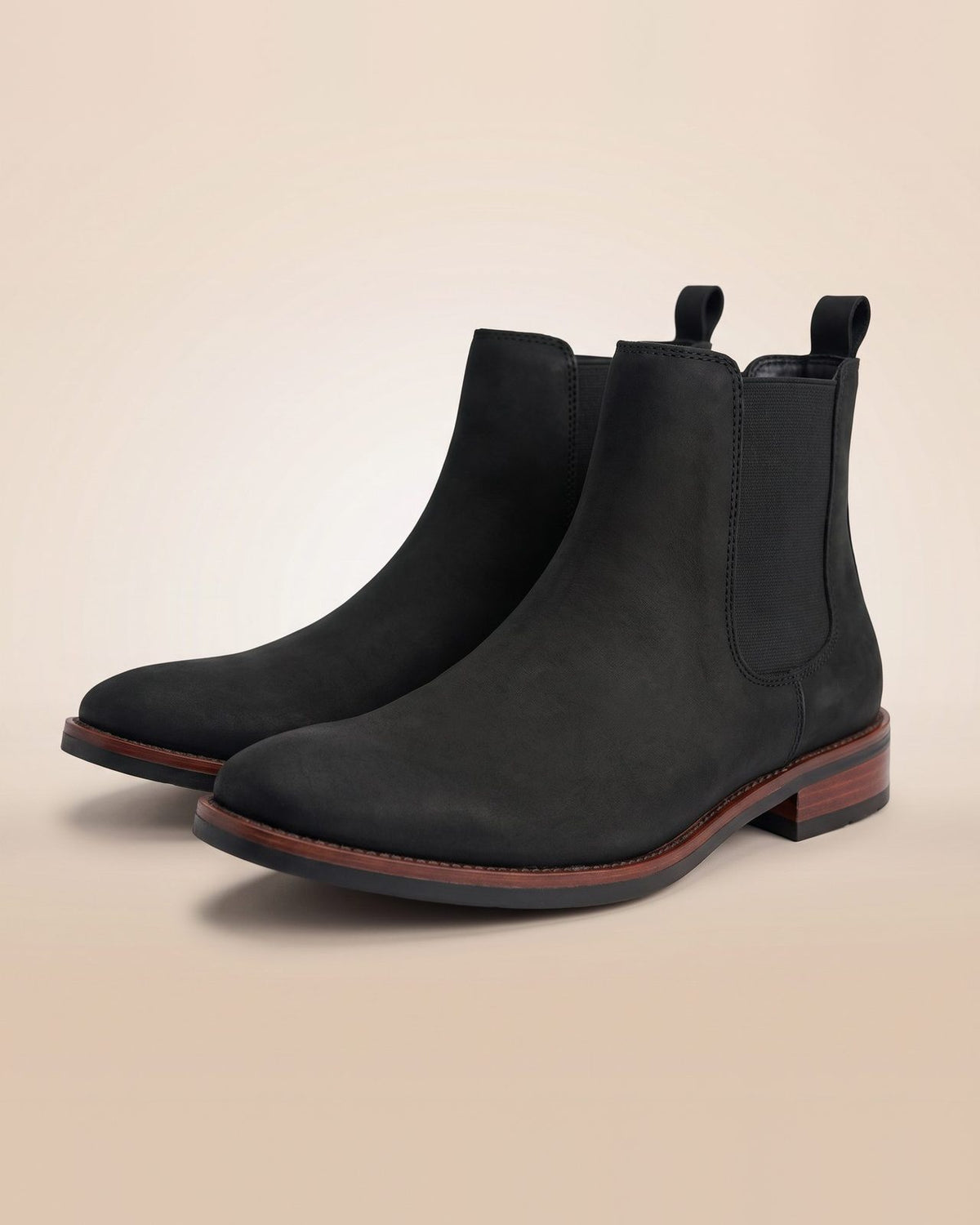 Par de botines Chelsea Negro de nobuck para hombre