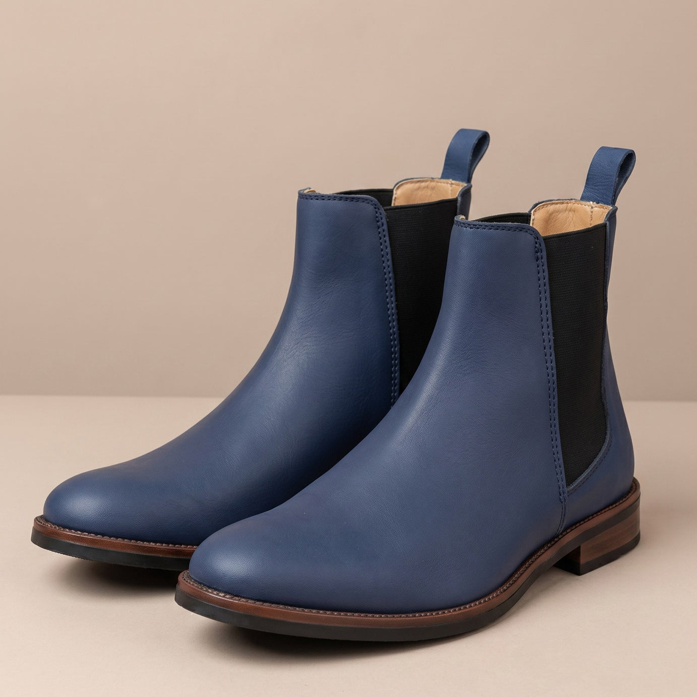 Botín Chelsea de piel nobuck azul marino — Calzado Zully