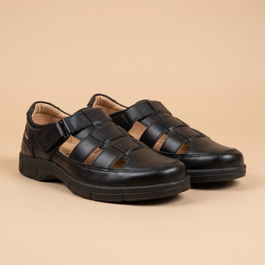 Huarache de piel para hombre Burgos color negro — Calzado Zully