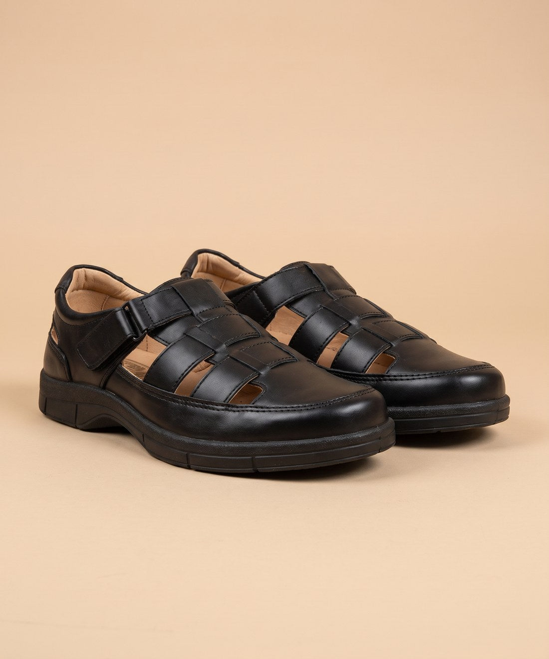 Huarache de piel para hombre Burgos color negro — Calzado Zully