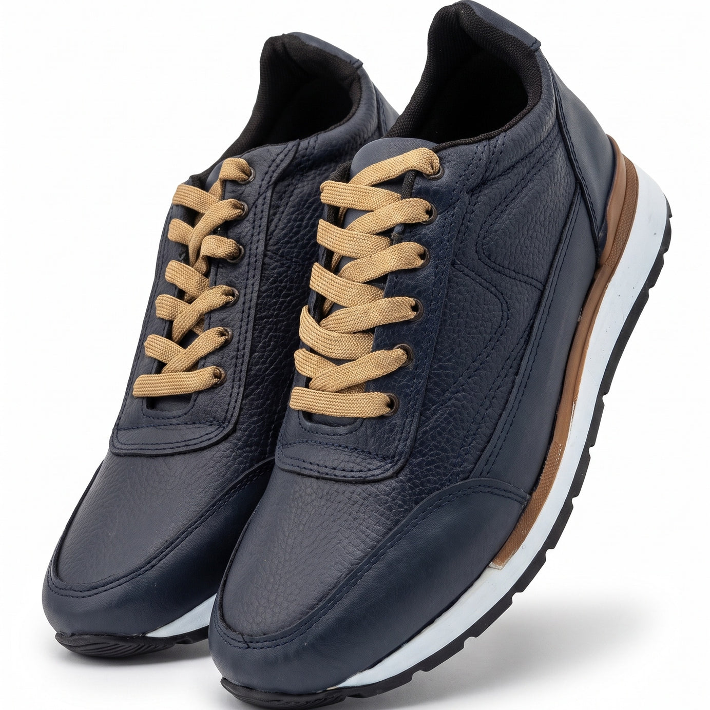 Tenis de piel para hombre Toronto color azul marino hechos en México — foto estudio | Calzado Zully