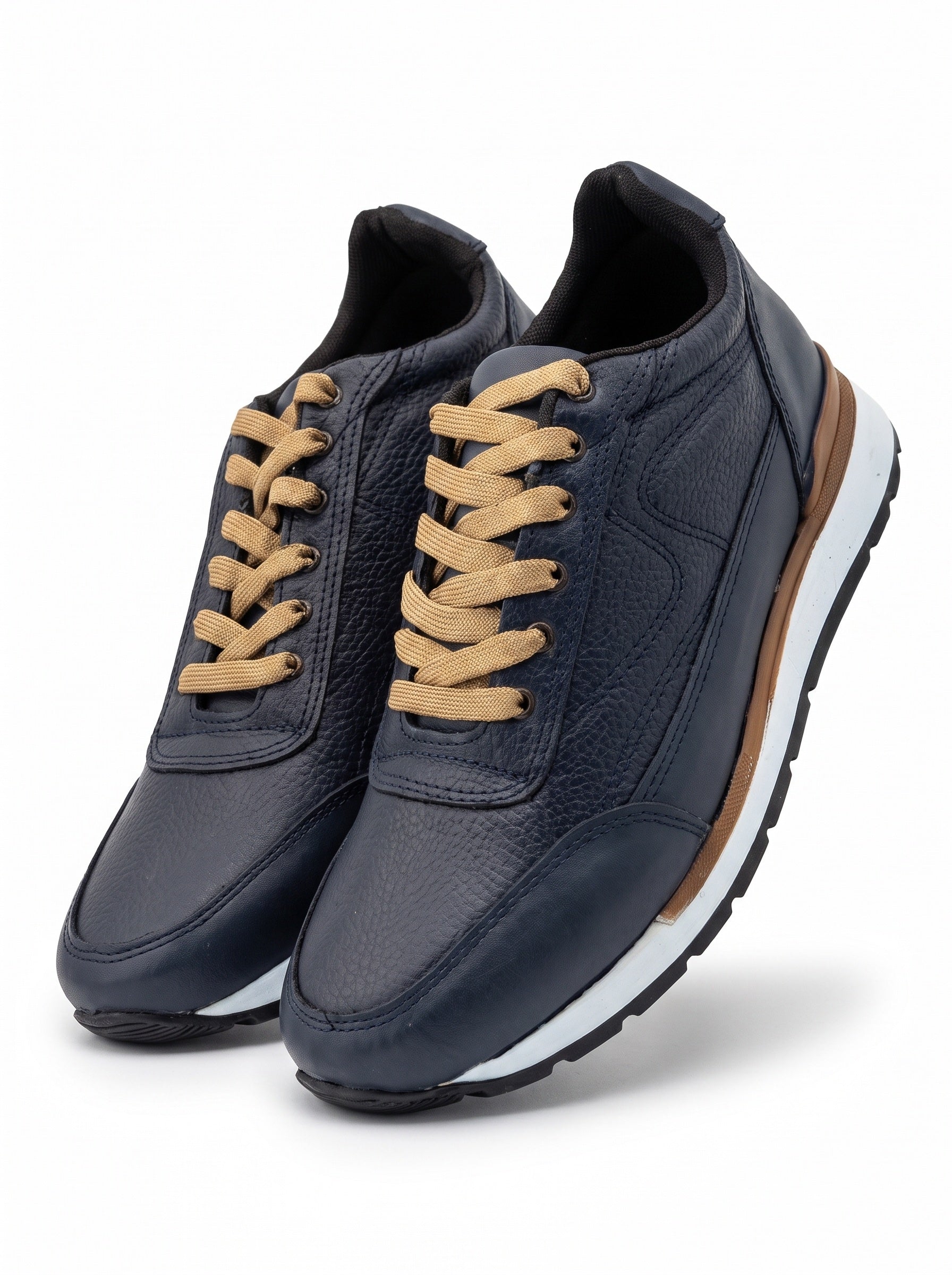 Tenis de piel para hombre Toronto color azul marino hechos en México — foto estudio | Calzado Zully