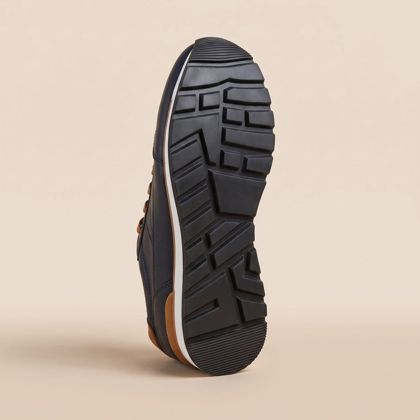 Tenis Toronto azul marino de piel granulada para hombre, agujetas arena, suela