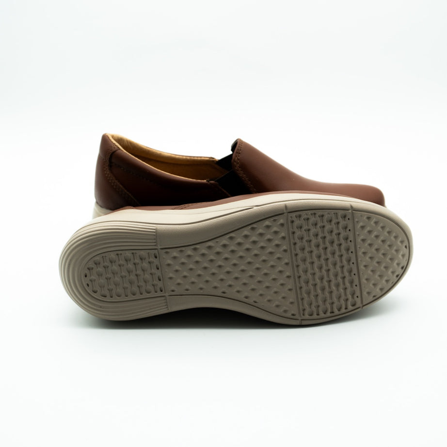Zapato confort de dama Tonalá café de piel - Calzado Zully