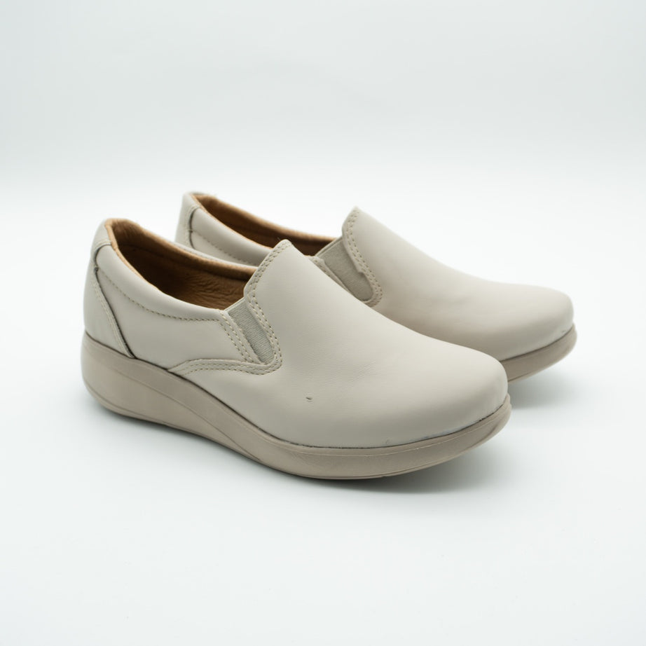 Zapato confort de dama Tonalá hueso de piel - Calzado Zully