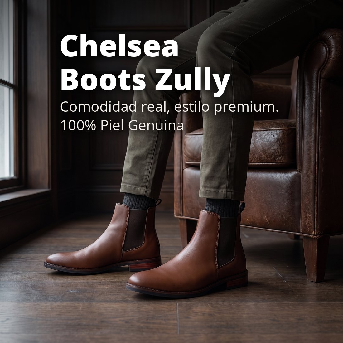 Chelsea Boots Zully: botín Chelsea Shedrón de piel lisa, comodidad real y estilo premium